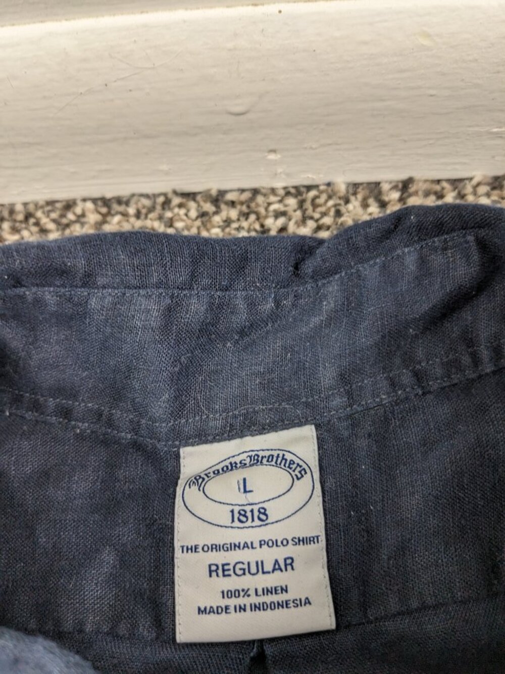 2023 Brooks Brothers Shirt 100% Linen Long Sleeve Button Down Indigo Mens Large - Picture 3 of 10
